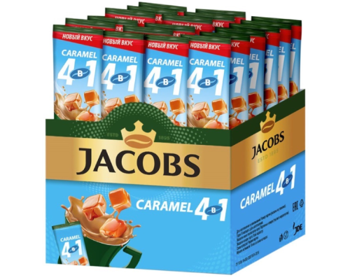 Кофе Jacobs Caramel 4в1 растворимый, 13,5г