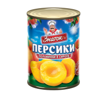 Компот Персики половинки в сиропе 24х410г Знаток