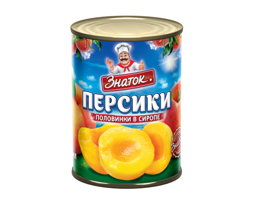 Компот из персиков (половинки в сиропе) Знаток, 410 г