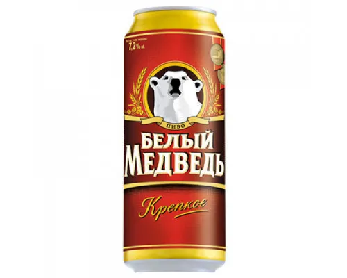 Пивной напиток Белый медведь крепкое, 0,45л / Новосибирск Пивной напиток Белый медведь крепкое, 0,45л / Новосибирск