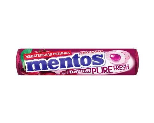 Жевательная резинка Mentos Pure fresh Вишня, 15,5г Жевательная резинка Mentos Pure fresh Вишня, 15,5г
